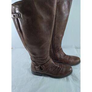 Baretraps Clancy Knee High Boots Brown Faux Leather Sz 7.5 M WC Boho Hippie...